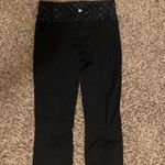 Lululemon Crop Leggings Size 2 Black Swiss Dot Wide Waistband Photo 1