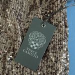 Vince Camuto NWT Jewel Neck 3/4 Length Ballon Sleeve Gold Copper Sequin Dress Photo 4