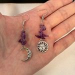 Asymmetry Moon Sun Dangle Drop Earrings for Women Silver Photo 3