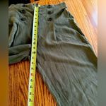 Rag Poets  Green Linen Straight Leg Cropped Pants Size Small Elastic Waist Photo 6