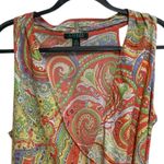 Ralph Lauren Surplice Top Blouse Size 16 Faux Wrap Paisley Sleeveless Photo 1