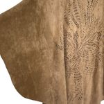 Alberto Makali  faux leather laser cut out pattern brown poncho M Photo 5