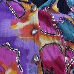 Fashion Passport Women's Vest Cotton Black Multi Size S Fun Funky Vtg Purple Photo 2