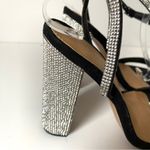 ASOS  Design Hot Step Embellished Rhinestone Block Heel Black Sandals size 5 Photo 4
