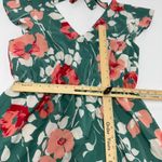 Adrianna Papell Dress Women Size 14 Blue Green Floral Flutter Sleeve V Neck Midi Photo 8