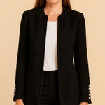 ZARA  Woman Black Frayed Textured Cardigan with Button Details.    Size-X-Small Photo 0