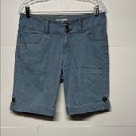 CAbi Jeans Denim Blue Mini Pinstripe Cuffed Bermuda Jean Shorts Size 6 Photo 0