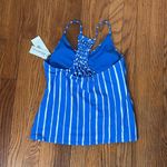 Raisin's  Shore Thing Macrame-Back Tankini Swim Top White Blue‎ Juniors M NWT Photo 1