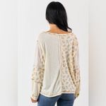 POL  Floral Patchwork Crochet Accent Oversized Long Sleeve Top Size M Photo 2