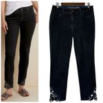 Soft Surroundings NWOT Jeans 6 Petite Ankle Touch Of Lace Crochet Hem Dark Wash Photo 1