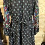 April Cornell Floral Midi Dress Womens Medium Cottagecore Prairie Peasant Black Photo 11