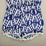 Eclair Womens Romper L Blue Geometric Backless Halter Tassels Fringe Summer Size L Photo 7