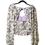 Free People Mabel Printed Blouse Lilac Combo Photo 5