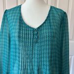 st. john's bay ~ Teal Sheer Chiffon Blouse Top ~ Sz Large ~ NWOT ~ A1221 Photo 1