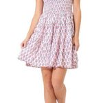 Oliphan Floral Smocked Ruffle Mini Dress Pink Green White Sleeveless Summer S Photo 0