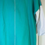 Neon Buddha Shirt‎ Womens Small Turquoise Gray White Color Block Active Top Yoga Photo 0