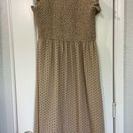 SMOCKED DIAMOND PATTERN MIDI DRESS Black Size L Photo 1