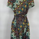 Vintage Y2K 90s Luna Claire Babydoll Dress Small Green Retro Geometric Pockets Photo 5