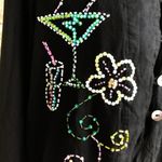 Mango Bay Beaded Black Blouse Cocktails Cruise Size L Photo 1