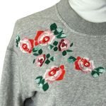 Madewell Mile(s) Embroidered Cutoff Sweatshirt Small Gray Floral Oversized Photo 1