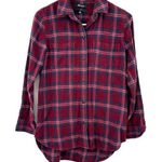 Madewell Size XS Button Up Long-Sleeve Shirt Red Blue White Plaid Classic FLAWED Photo 0