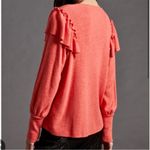 Pilcro Anthropologie  Lightweight Orange/Red Ruffle Sweater Size X-Small Photo 2