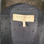 Sandro Paris Women Navy Swiss Dot Long Sleeve Button Up Midi Shirt Dress Size 38 Photo 2