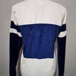 Flirtitude  Blue & Ivory Velvet ¼ Zip Mockneck Colorblock Pullover Size Small Photo 4