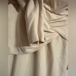 Alexis Fraser Cream Long Sleeve midi ruched elegant Dress v neck draped Photo 4