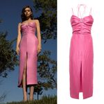 NEW Rasario Dress Pink Linen Crystal Buckle Midi Cocktail Shift Dress Size US 4 Photo 5