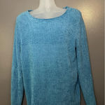 Jones New York  Sport Sweater Womens 2XL Teal Chenille Ribbed Long Sleeve Stretch Photo 0