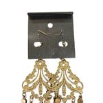 Gold Tone Filigree Chandelier Long Earrings Chain Fringe Boho Festival NWT Gold Photo 4