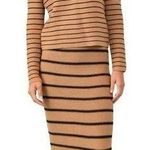 English Factory  Stripe Tan Black Knit Pencil Midi Skirt Sz L Photo 0