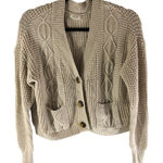 a.n.a  Womens Cardigan Sweater Cable Knit Oversized Chunky Knit Pockets Beige XS Photo 0