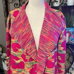 Crazy Train Pink and Yellow Knit Cardigan oversize M Photo 2