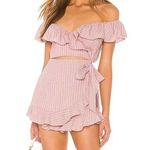 superdown Revolve Angela Wrap Tie Romper in Pink Stripe Women’s Size M Photo 0