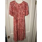 Go Softly Patio Red Paisley Maxi Dress M Rayon V Neck Short Sleeve Flowy Casual Size M Photo 3