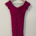 Privy Mesh Ruched Off The Shoulders Sweetheart Mini Dress In Berry Size S Photo 7