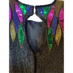 Vintage Stenay Mardi Gras 100% Silk Rainbow Sequins Shoulder Pads Party Dress Sz Black Size 12 Photo 7