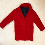 ZARA Double Breast Fuzzy Red Peacoat Sz XS Photo 4