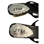 JTM Sandals Black Gold Rhinestones Embellished Bling Shoes Slip On Size 37 6.5 Photo 2