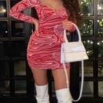 ZARA JACQUARD MINI LONG SLEEVE KNIT DRESS RED/WHITE SIZE M NEW Photo 0