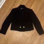 ZARA  X-Large Black Cropped Blazer Gold Buttons Double Breasted Classy Career Photo 2