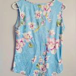 Women’s Light Blue Floral Print Tank Top Sleeveless Criss Cross V Neck Shirt Size L Photo 5