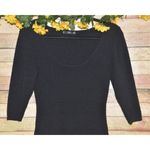 Mango Basics Ladies S Black 3/4 Sleeve Knee Length Sheath Sweater Dress Ribbed Photo 1