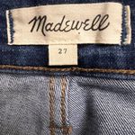 Madewell Women's Raw Hem Front Slit Denim Skirt Blue Stretch Midi Size 27 Photo 2