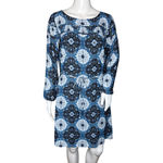 Loft  Dress Womens Small Blue Medallion Print Office Boho Bohemain Peasant Preppy Photo 1