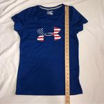 Under Armour  USA Heat Gear Ladies Shirt Size M Blue Short Sleeve UPF30 NEW Flag Photo 5