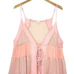 POL  Women’s Pink Tie Front Tiered Mini Slipdress Coverup size large Photo 3