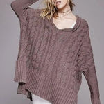 Free People Easy Cable V Neck Oversized Sweater Brown Women’s Small Photo 0